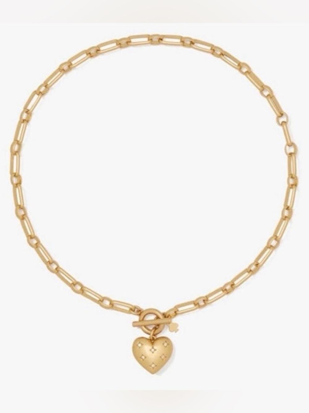 NWT Kate Spade New York Gold Tone Paperclip Chain Heart Charm Necklace